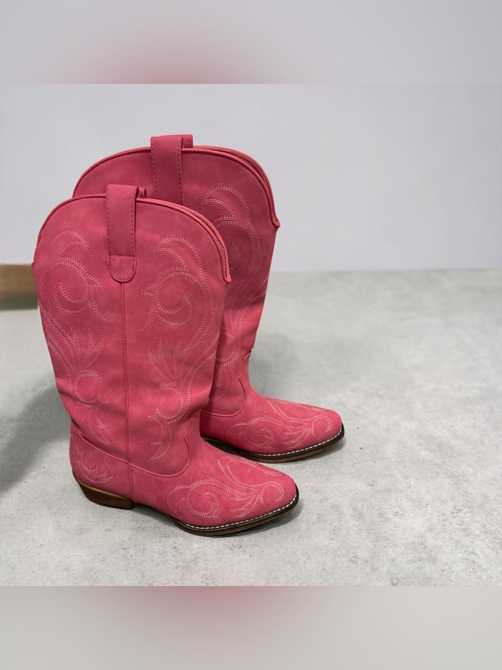 Dream Pairs Pink Western Heeled Cowboy Boots